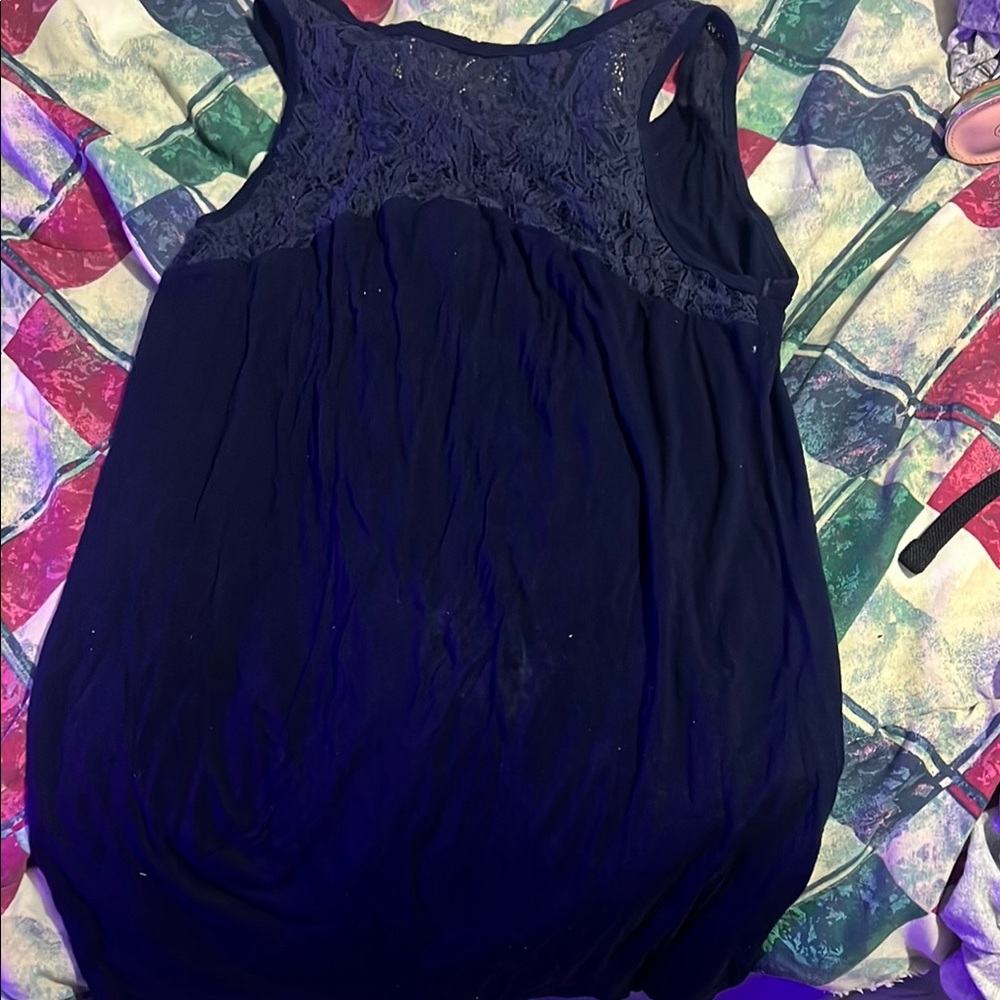 Lace Detail Navy Blue Dress